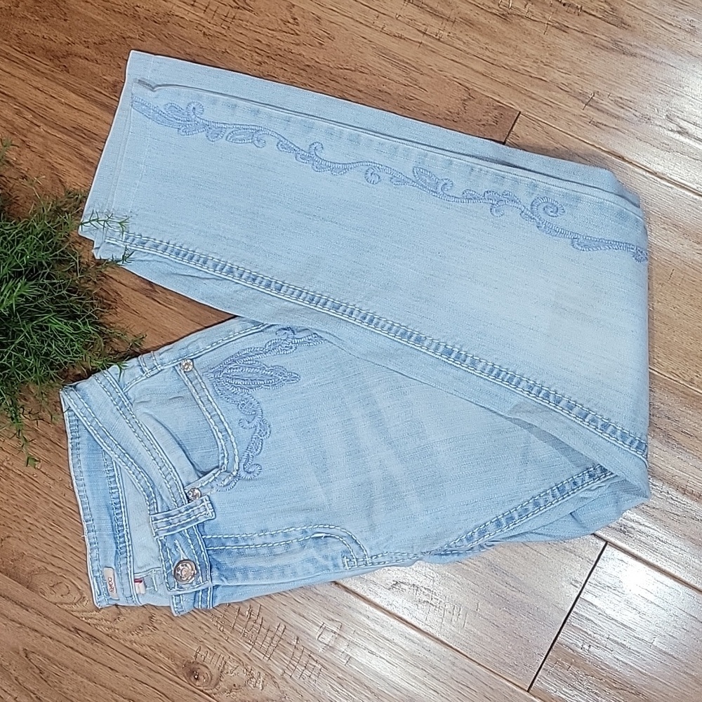 Reba Light Blue Straight Leg Jeans with Embroidery 4
